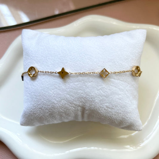 multi lucky 4-leaf clover chained bracelet 18k gold plated women girls jewelry waterproof tarnished free hypoallergenic