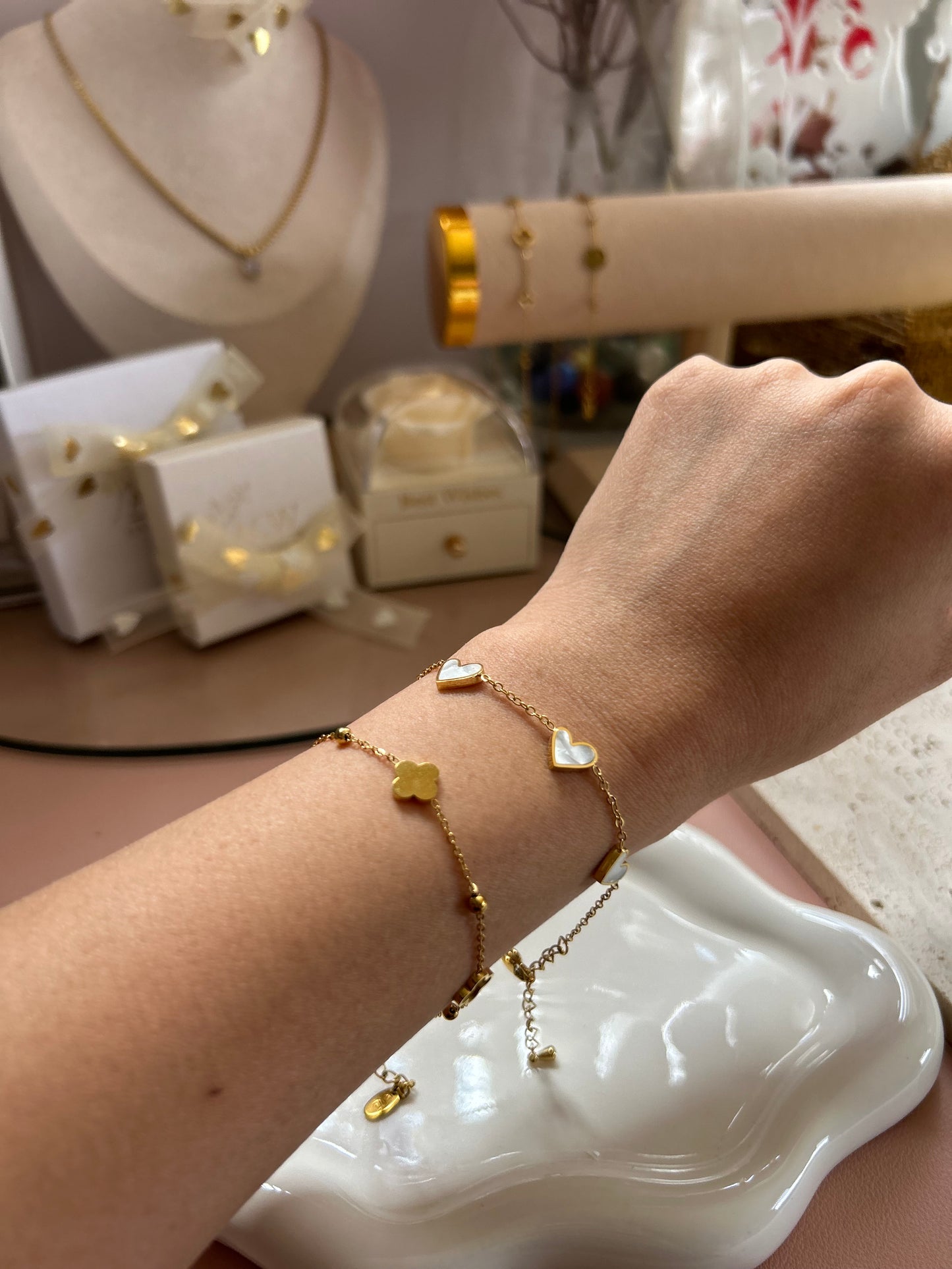 AMY - White Multi Heart Bracelet
