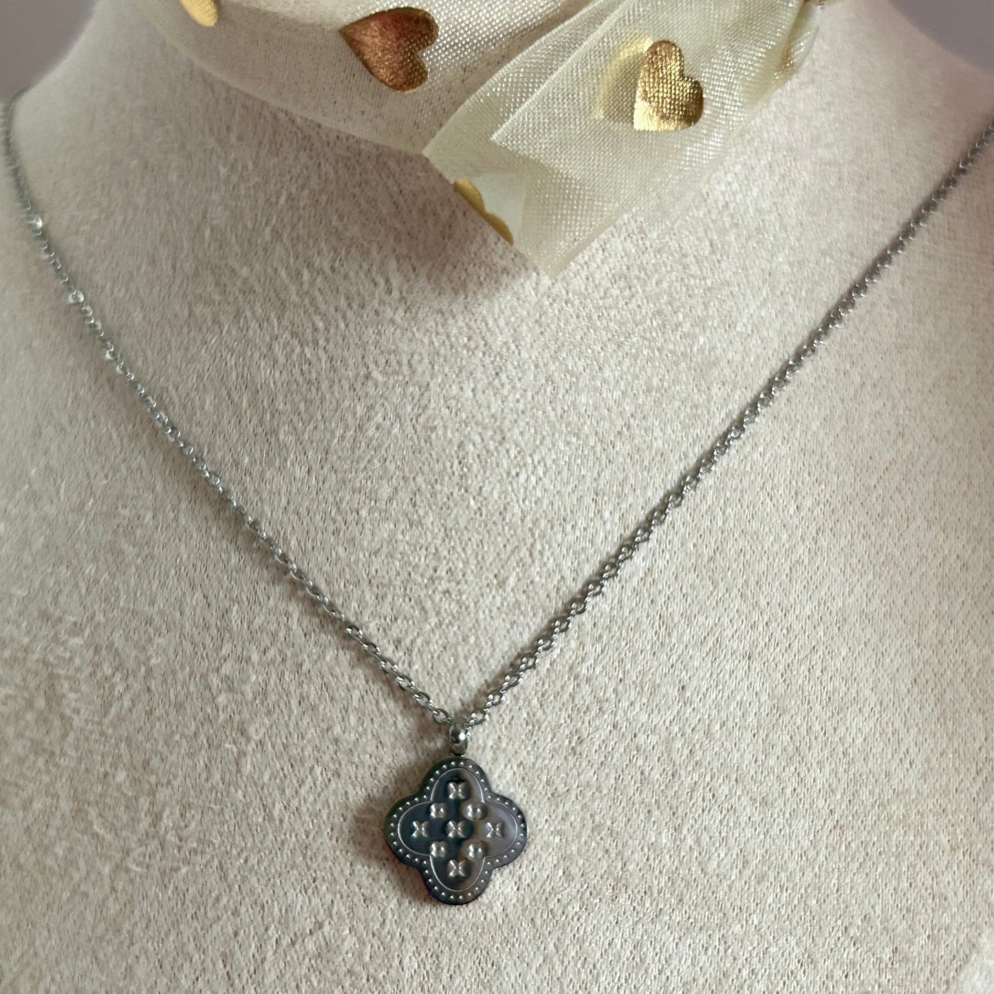 silver stainless steel 4 leaf clover pendant thin necklace women girl simple jewelry waterproof allergy free