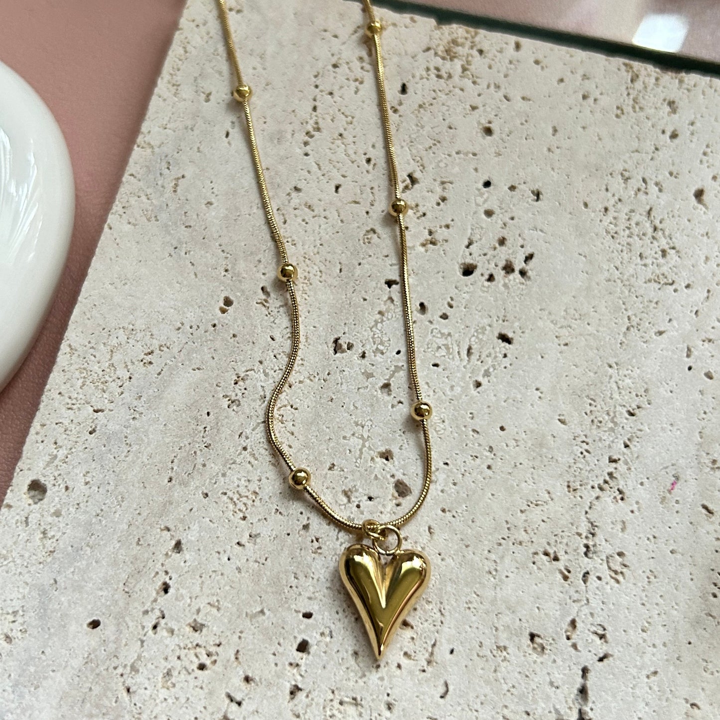 minimalist simple gold plated stainless steel jewelry beaded chain women girls necklace
