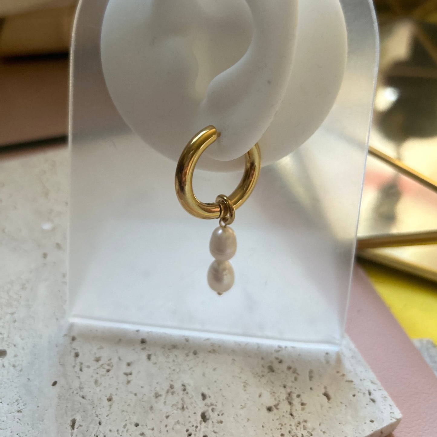 HEATHER - Pearl Hoop Earrings