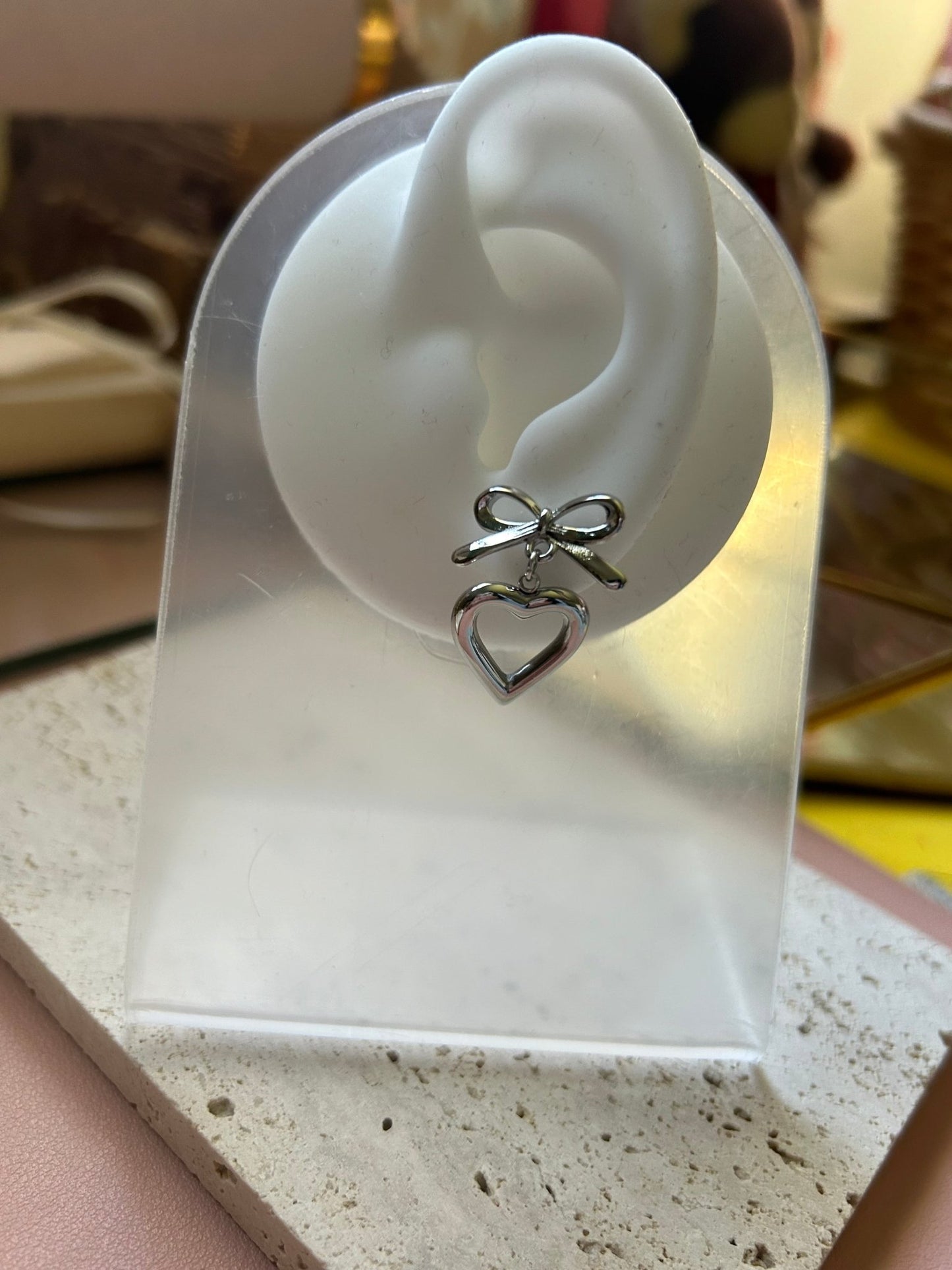 AMANDA (S) - Heart Bow Stud Earrings - ACW Style Studio