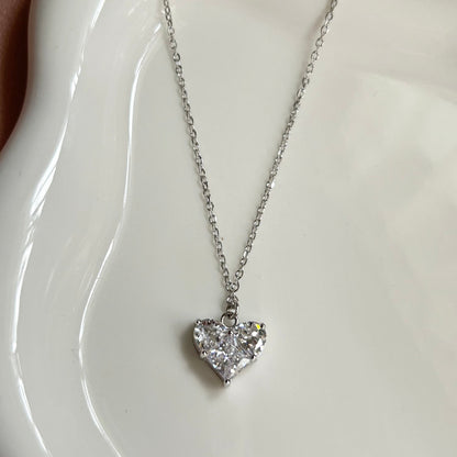 sterling silver heart shaped necklace cubic zirconia gemstone women girls pendant jewelry