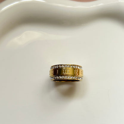 REGINA - Roman Numeral Ring with Zirconia Stones