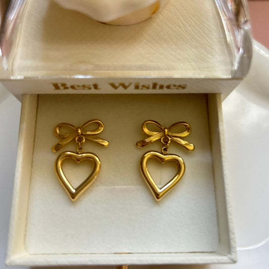 AMANDA - Heart Bow Stud Earrings - ACW Style Studio