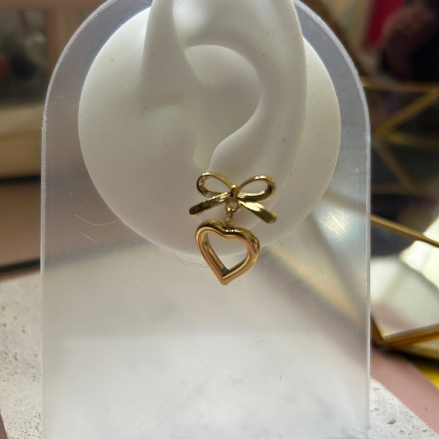 AMANDA - Heart Bow Stud Earrings - ACW Style Studio